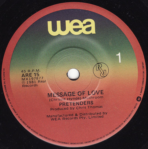 The Pretenders – Message Of Love 7" vinyl record, image 1 of 2