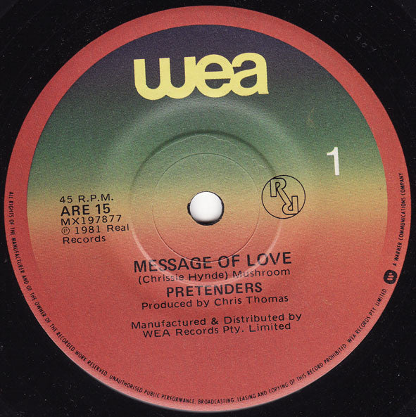 The Pretenders – Message Of Love 7" vinyl record, image 1 of 2