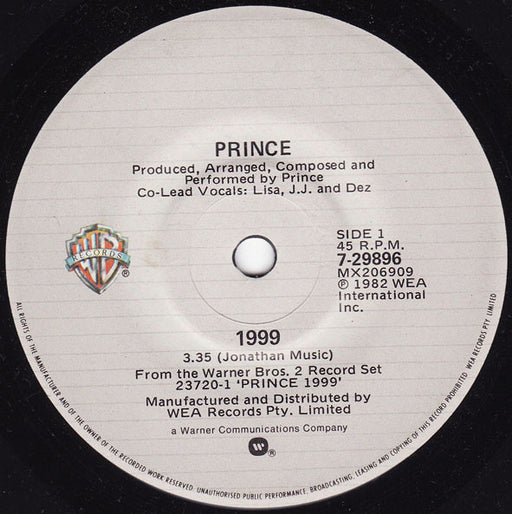 Prince – 1999 7" vinyl record, image 1 of 3