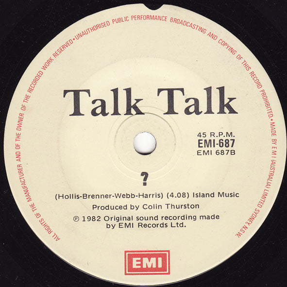 Talk Talk – Talk Talk 7" vinyl record, image 2 of 3