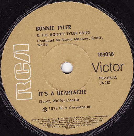Bonnie Tyler, The Bonnie Tyler Band – It's A Heartache 7" vinyl record