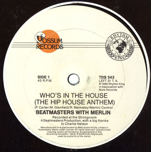 The Beatmasters, Merlin – Who's In The House 12" vinyl record, image 1 of 2