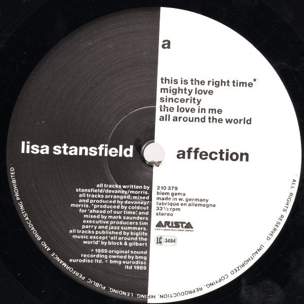 Lisa Stansfield – Affection LP vinyl record, image 3 of 6