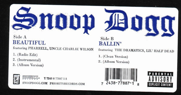 Snoop Dogg – Beautiful / Ballin' 12" vinyl record, image 4 of 4