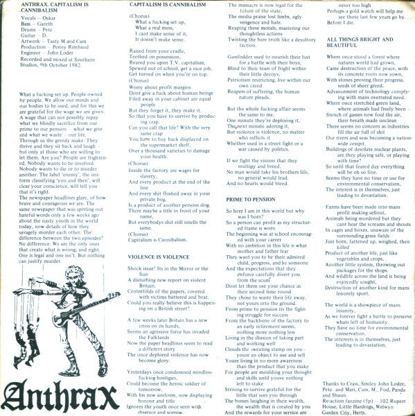 Anthrax – Capitalism Is Cannibalism 7" vinyl record, image 8 of 10