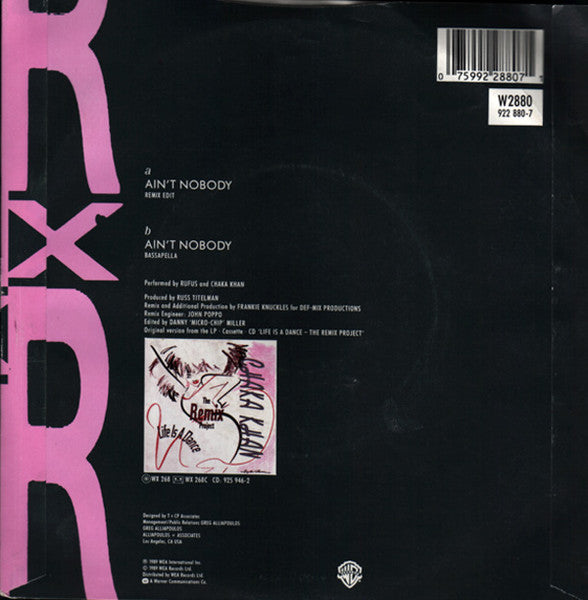 Rufus & Chaka Khan – Ain't Nobody (Remix) 7" vinyl record, image 2 of 4