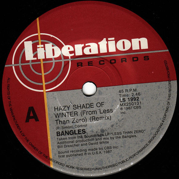 Bangles – Hazy Shade Of Winter 7" vinyl record, image 2 of 4
