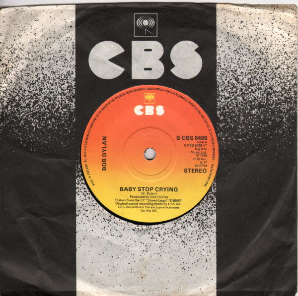 Bob Dylan – Baby Stop Crying 7" vinyl record, image 3 of 3