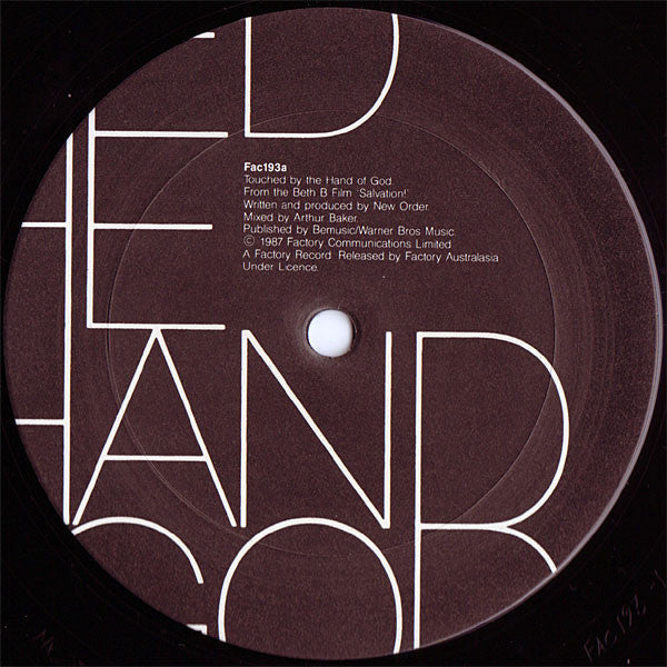 New Order – Touched By The Hand Of God 12" vinyl record, image 3 of 3