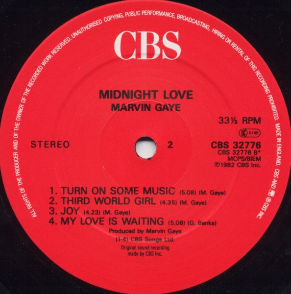 Marvin Gaye – Midnight Love LP vinyl record, image 4 of 4
