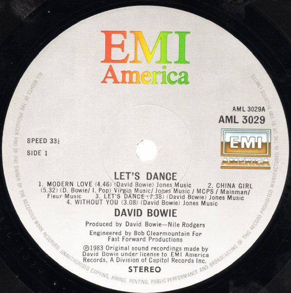 David Bowie – Let's Dance LP vinyl record, image 3 of 6