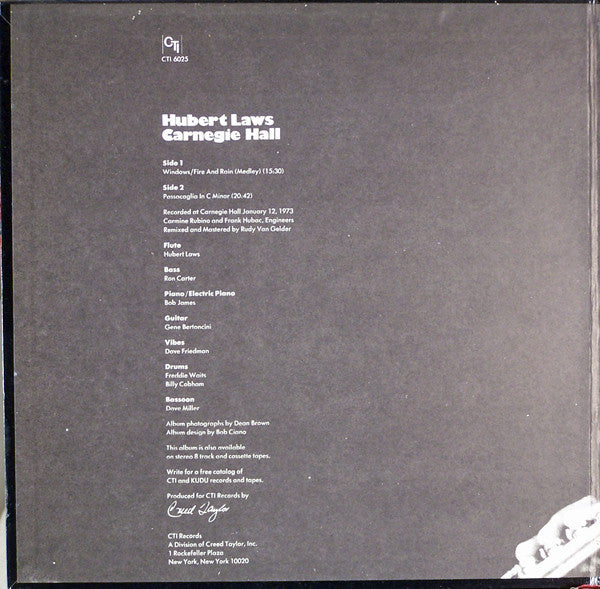 Hubert Laws – Carnegie Hall LP vinyl record, image 2 of 6