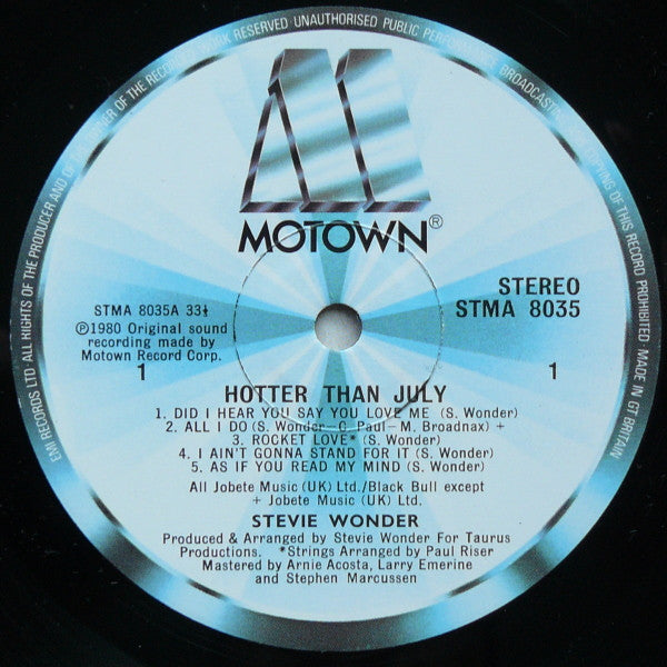 Stevie Wonder – Hotter Than July LP vinyl record, image 7 of 8