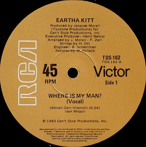 Eartha Kitt – Where Is My Man 12" vinyl record, image 1 of 2