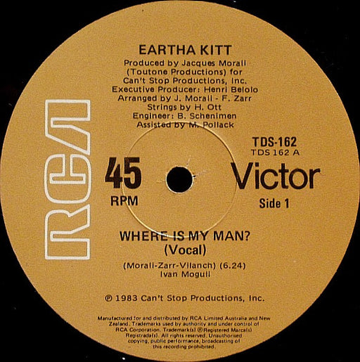 Eartha Kitt – Where Is My Man 12" vinyl record, image 1 of 3