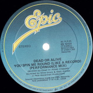 Dead Or Alive – You Spin Me Round (Like A Record) (Murder Mix) 12" vinyl record, image 4 of 4