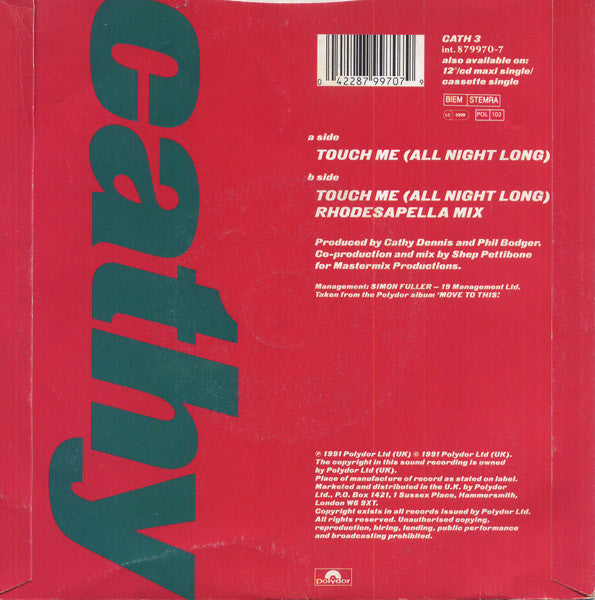 Cathy Dennis – Touch Me (All Night Long) 7" vinyl record, image 2 of 4