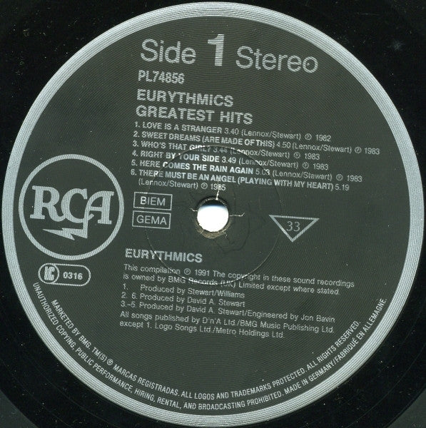 Eurythmics – Greatest Hits LP vinyl record, image 4 of 10