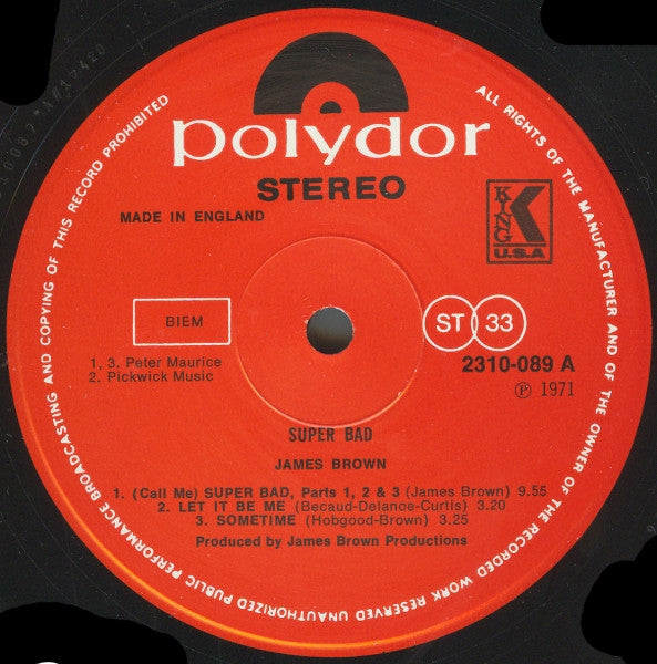 James Brown – Super Bad LP vinyl record, image 3 of 4