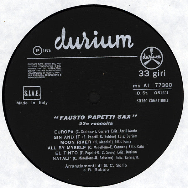 Fausto Papetti – 22ª Raccolta LP vinyl record, image 4 of 5