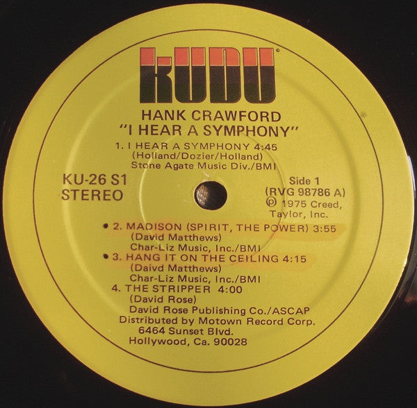 Hank Crawford – I Hear A Symphony LP vinyl record, image 2 of 4