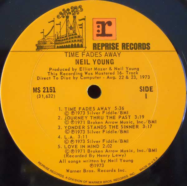 Neil Young – Time Fades Away LP vinyl record, image 3 of 5