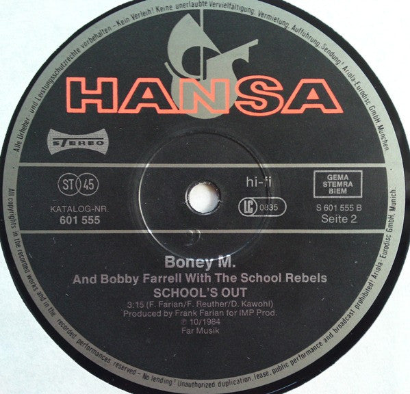 Boney M., Bobby Farrell, The School Rebels – Happy Song (Clubmix) 12" vinyl record, image 4 of 4