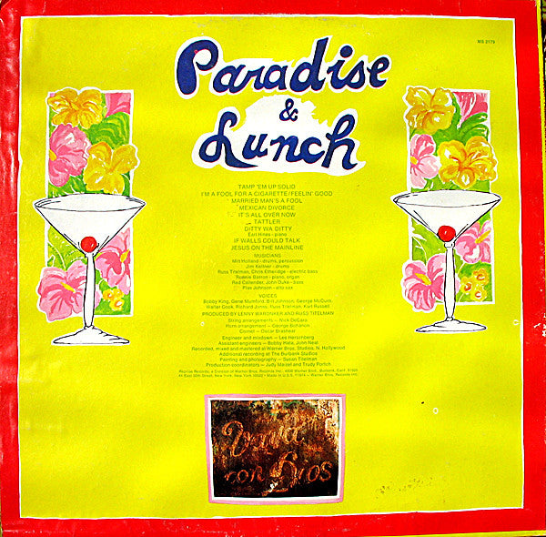 Ry Cooder – Paradise And Lunch LP vinyl record, image 2 of 4