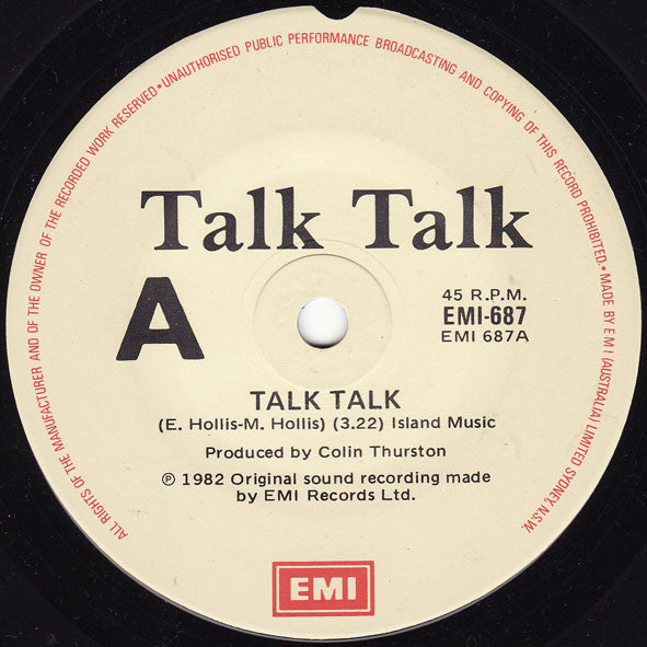 Talk Talk – Talk Talk 7" vinyl record, image 1 of 3
