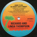 Richard & Linda Thompson – I Want To See The Bright Lights Tonight LP vinyl record, image 3 of 4