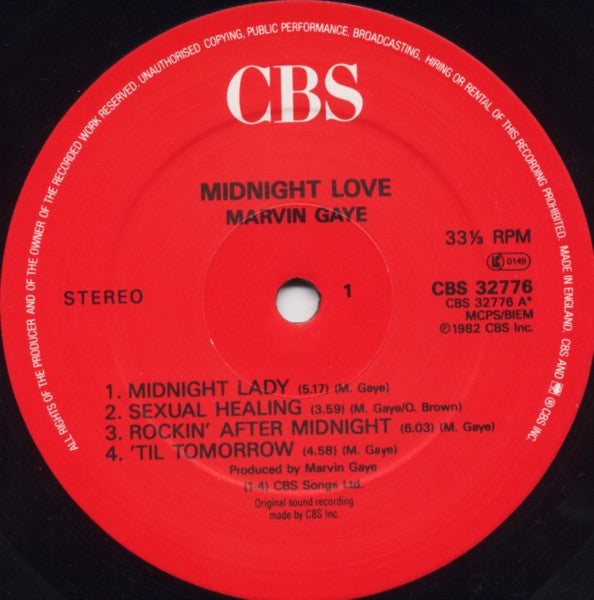 Marvin Gaye – Midnight Love LP vinyl record, image 3 of 4
