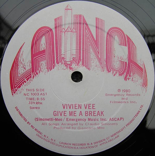 Vivien Vee – Give Me A Break / Remember 12" vinyl record, image 1 of 2