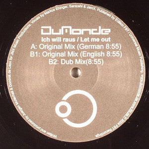 DuMonde – Ich Will Raus / Let Me Out 12" vinyl record, image 2 of 2