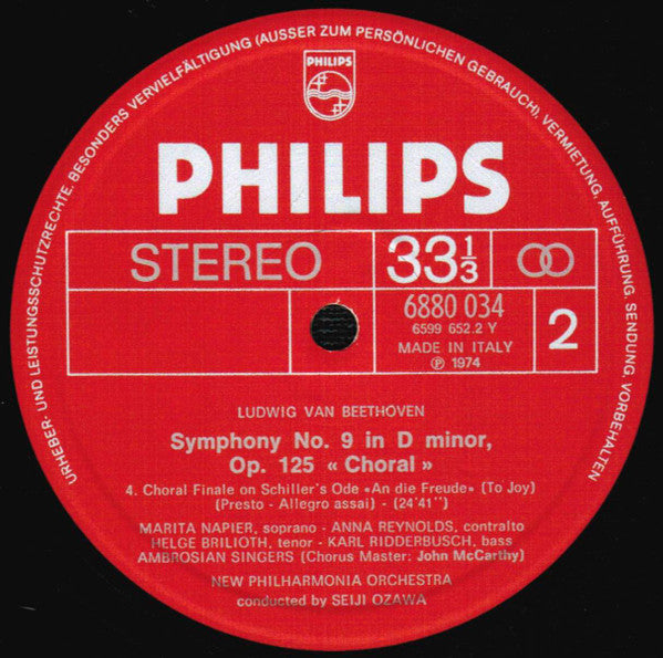 Ludwig van Beethoven, Seiji Ozawa, New Philharmonia Orchestra, Marita Napier, Anna Reynolds, Helge Brilioth, Karl Ridderbusch, The Ambrosian Singers – Symphony No. 9 "Choral" (3xLP) LP vinyl record, image 7 of 10