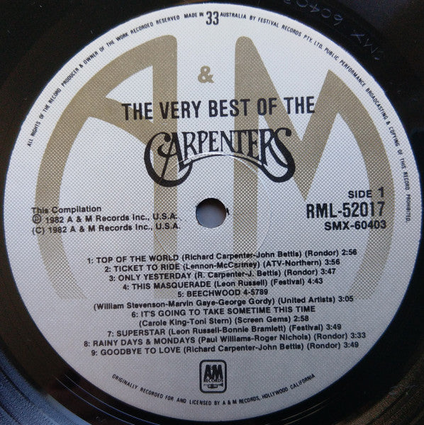 Carpenters – The Very Best Of The Carpenters LP vinyl record, image 3 of 4