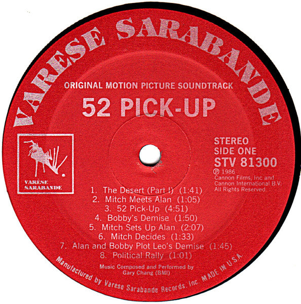 Gary Chang – 52 Pick-Up (Original Motion Picture Soundtrack) LP vinyl record, image 3 of 4
