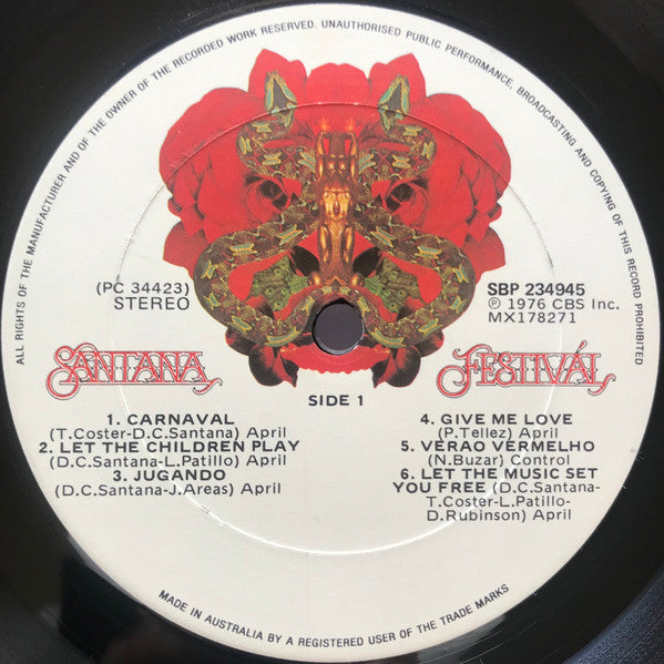 Santana – Festivál LP vinyl record, image 3 of 6