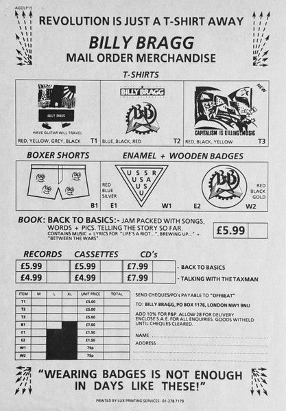 Billy Bragg – Workers Playtime LP vinyl record, image 7 of 7