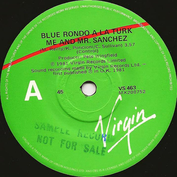 Blue Rondo À La Turk – Me And Mr. Sanchez 7" vinyl record, image 3 of 4