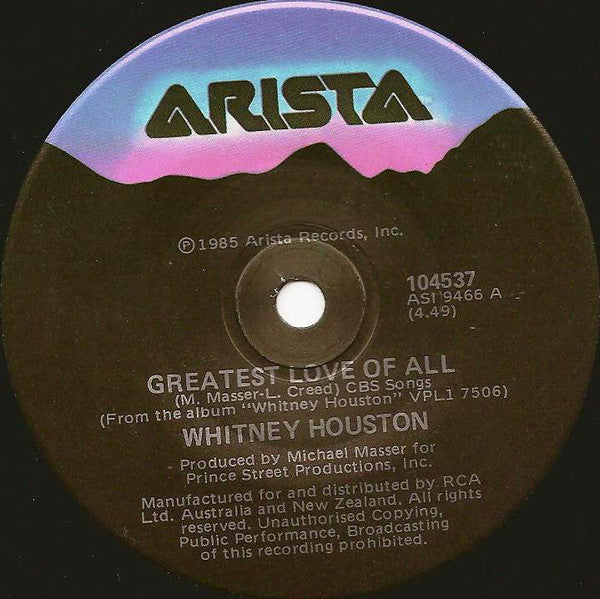 Whitney Houston – Greatest Love Of All 7" vinyl record, image 3 of 4