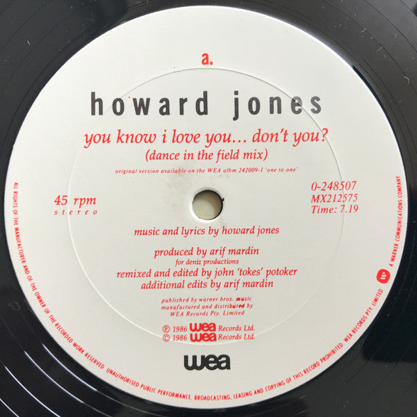 Howard Jones – You Know I Love You... Don't You? (Dance In The Field Mix) 12" vinyl record, image 3 of 4