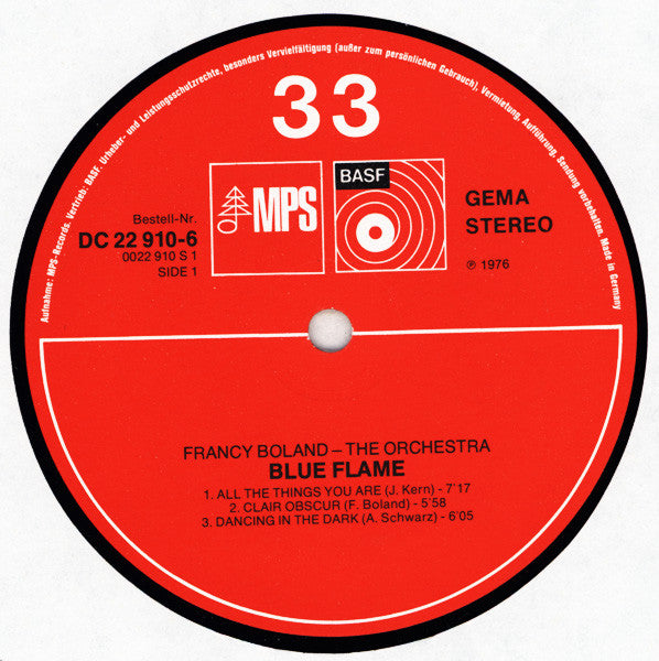 Francy Boland And Orchestra – 1. Blue Flame LP vinyl record, image 3 of 4
