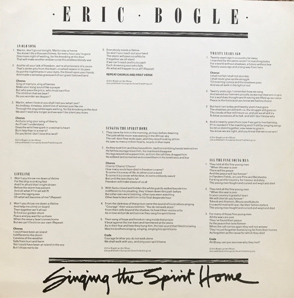 Eric Bogle – Singing The Spirit Home LP vinyl record, image 5 of 6