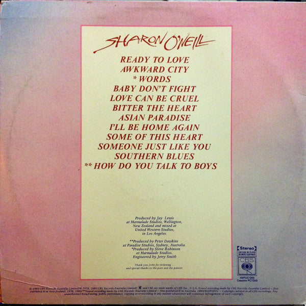 Sharon O'Neill – Words LP vinyl record, image 2 of 7