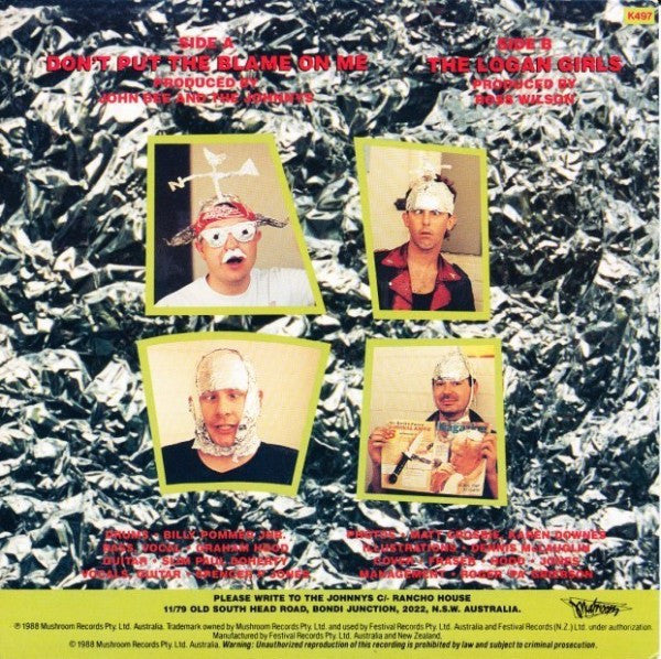 The Johnnys – Don't Put The Blame On Me 7" vinyl record, image 2 of 4