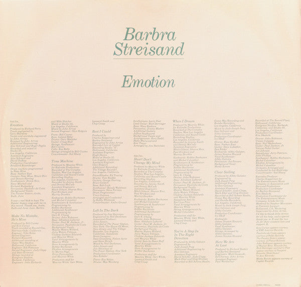 Barbra Streisand – Emotion LP vinyl record, image 5 of 7