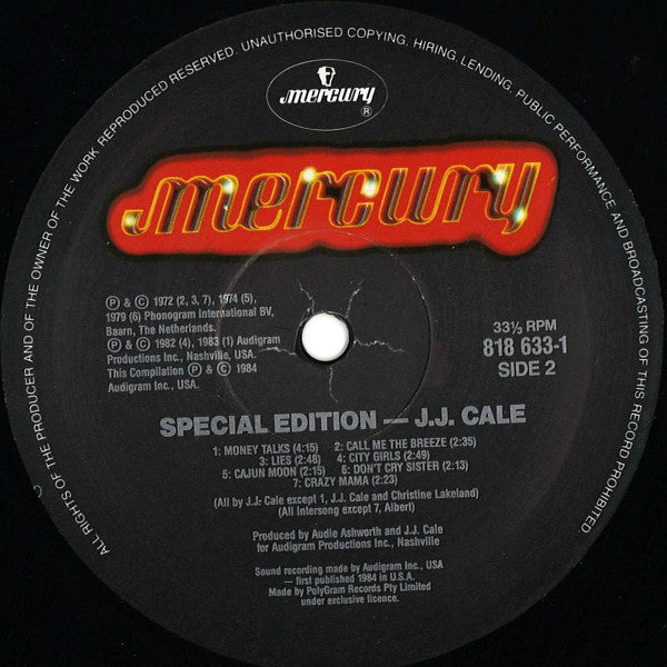 J.J. Cale – Special Edition LP vinyl record, image 4 of 4