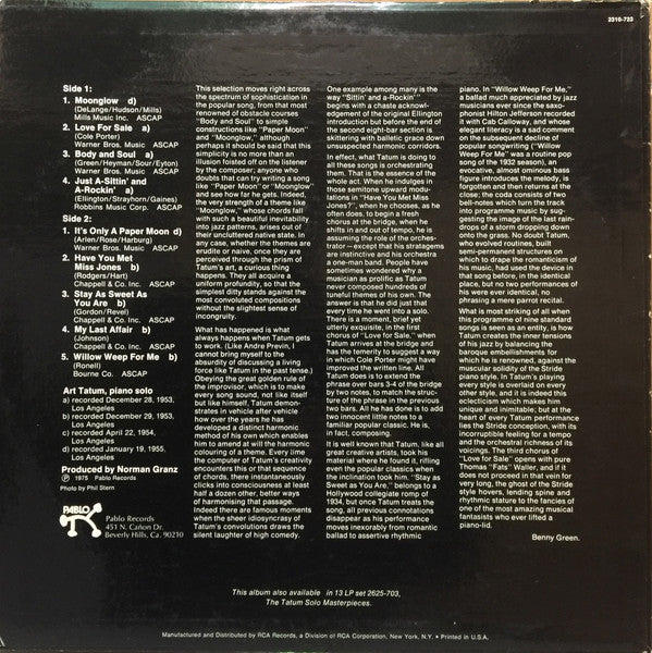 Art Tatum – The Tatum Solo Masterpieces, Vol. 1 LP vinyl record, image 2 of 7