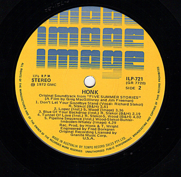Honk – The Original Sound Track From Five Summer Stories LP vinyl record, image 4 of 4