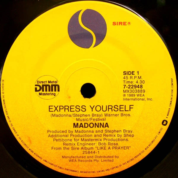 Madonna – Express Yourself 7" vinyl record, image 3 of 4